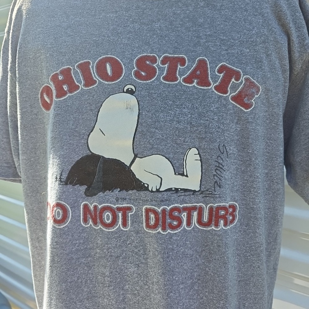 VTG Ohio State Do Not Disturb Snoopy T Shirt 1958 Peanuts Made In The USA Hippi - Picture 8 of 13